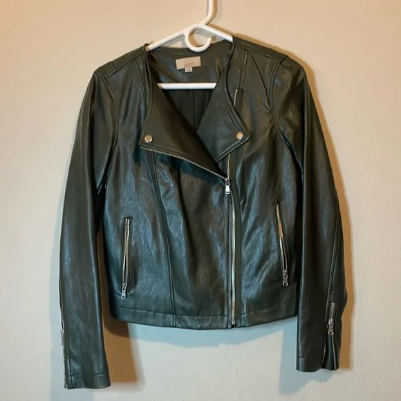 LOFT Jackets Coats Loft Patent Leather Hunter Green Moto
